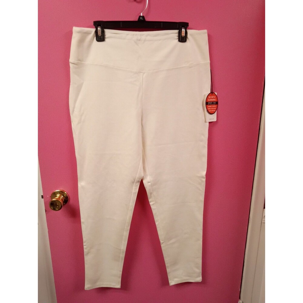NWT Per Se Ladies White Tummy Control Leggings Size XL